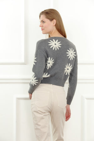 3D Jacquard Flower Sweater