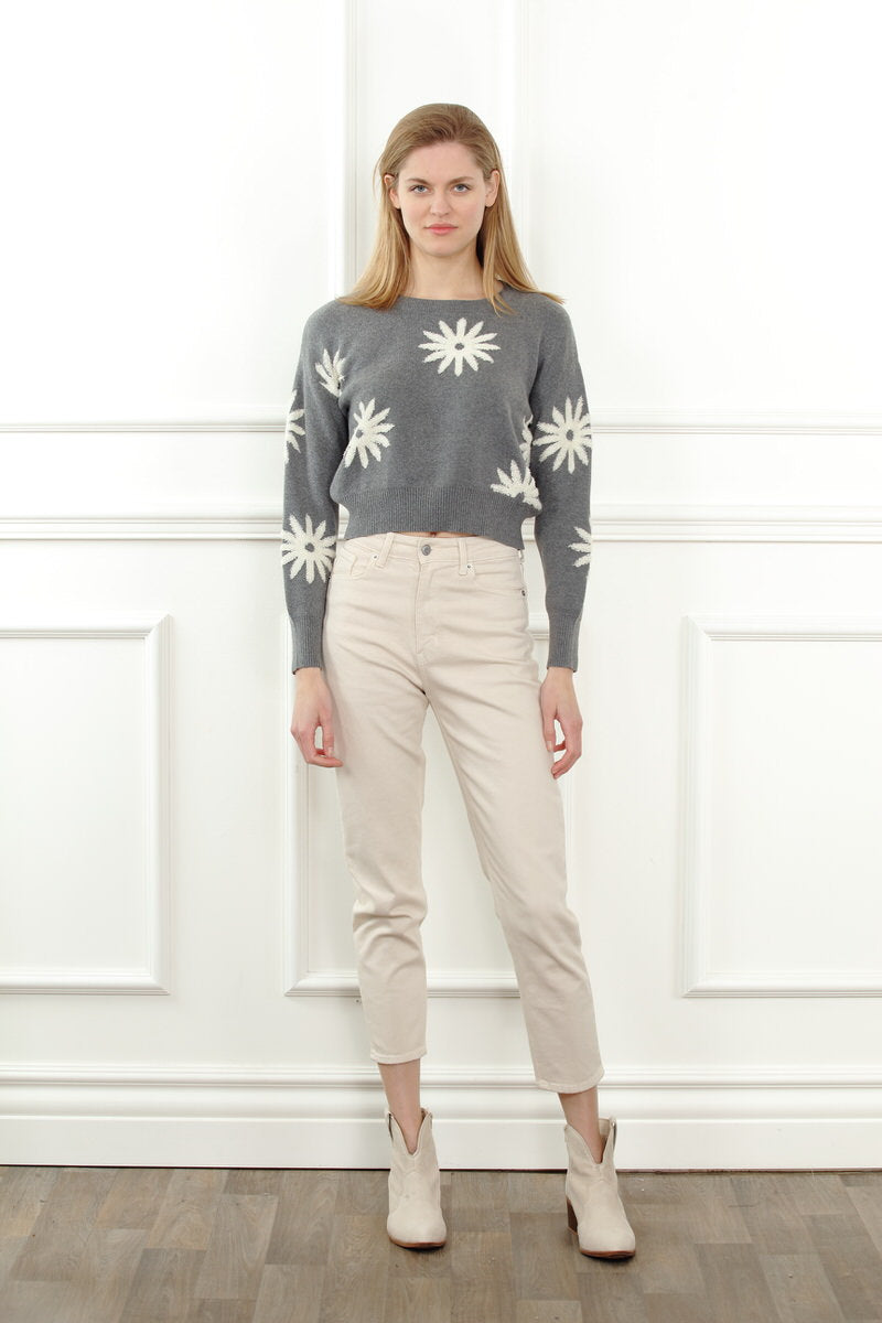 3D Jacquard Flower Sweater