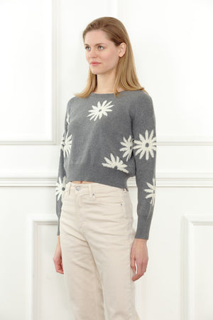 3D Jacquard Flower Sweater