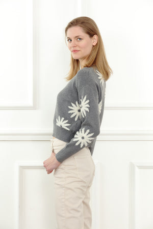 3D Jacquard Flower Sweater