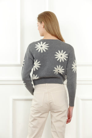 3D Jacquard Flower Sweater
