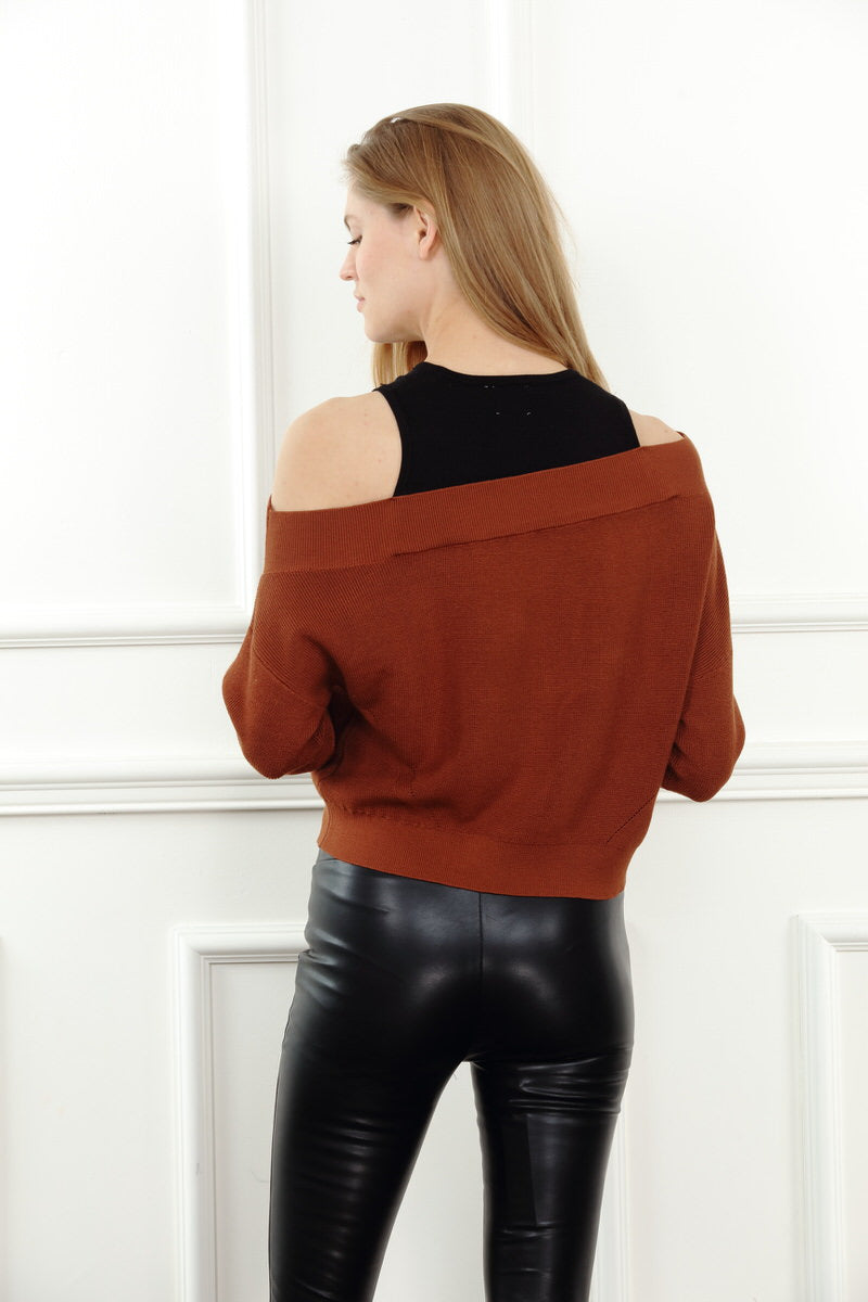 Twofer Drop Shoulder Sweater