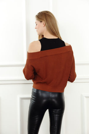 Twofer Drop Shoulder Sweater