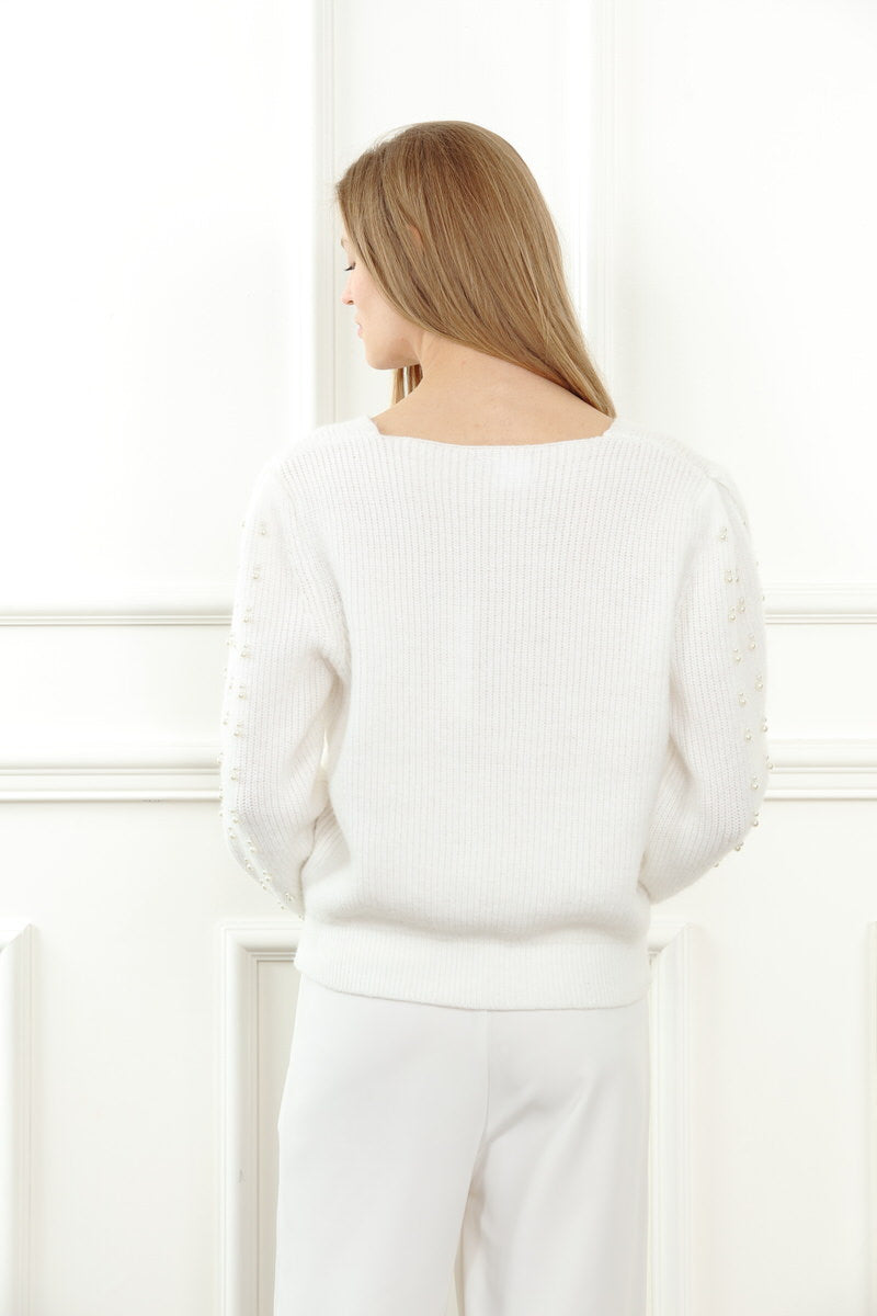 Peal Detail Sleeve Sweater