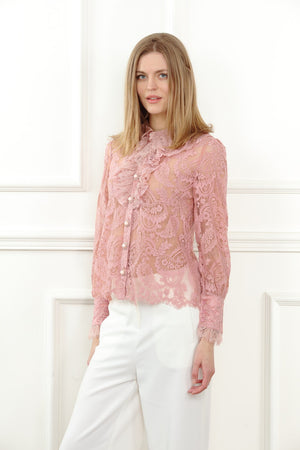 Jewel Buttons Lace Blouse