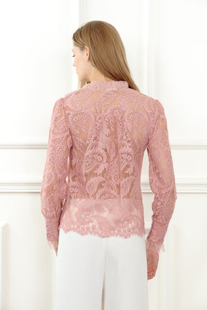 Jewel Buttons Lace Blouse