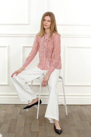 Jewel Buttons Lace Blouse