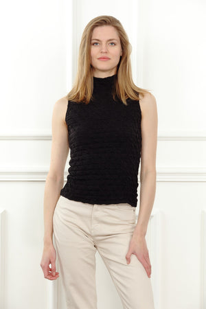 Pucker Mock Neck Top