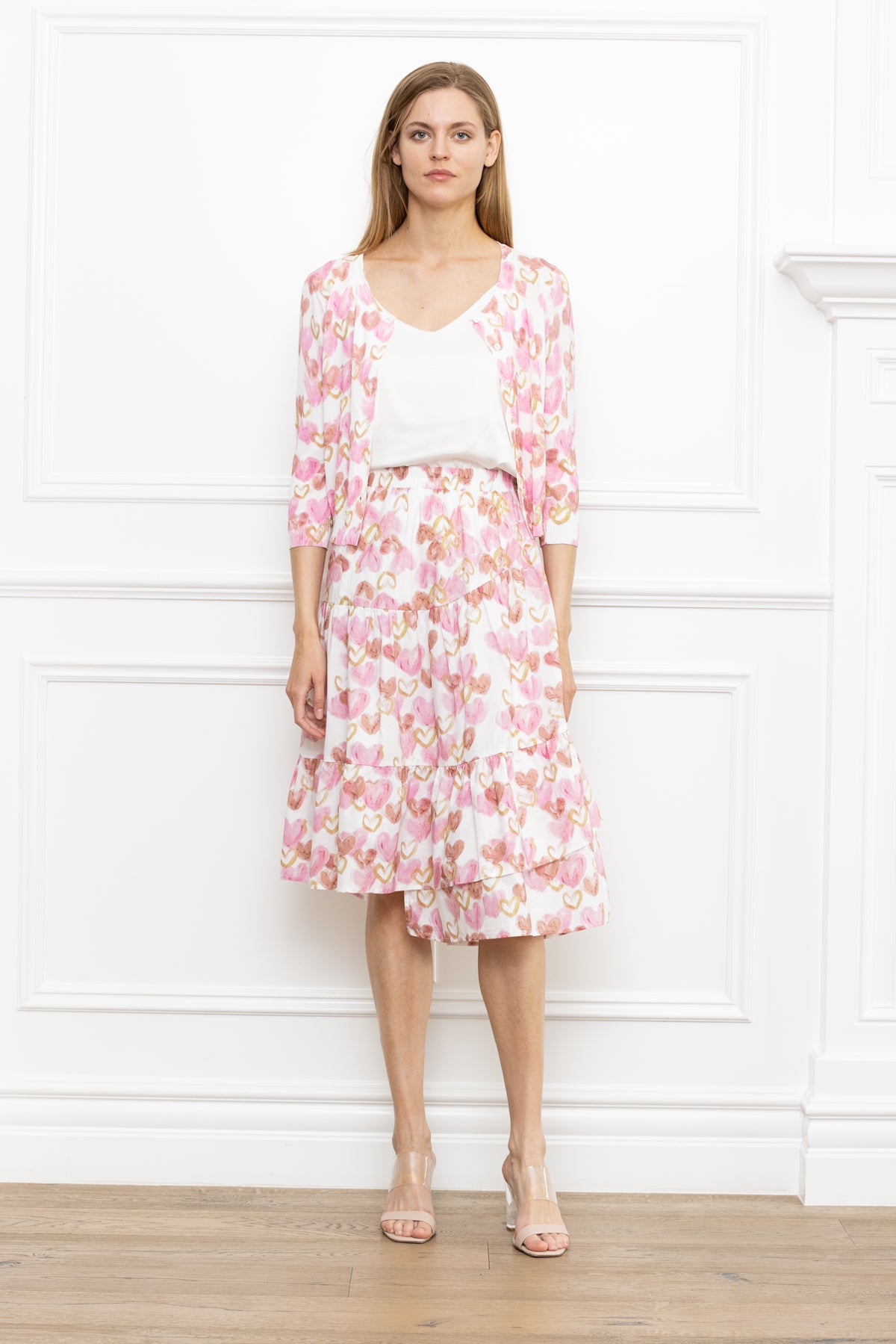 Crew Neck Pink Heart Dress