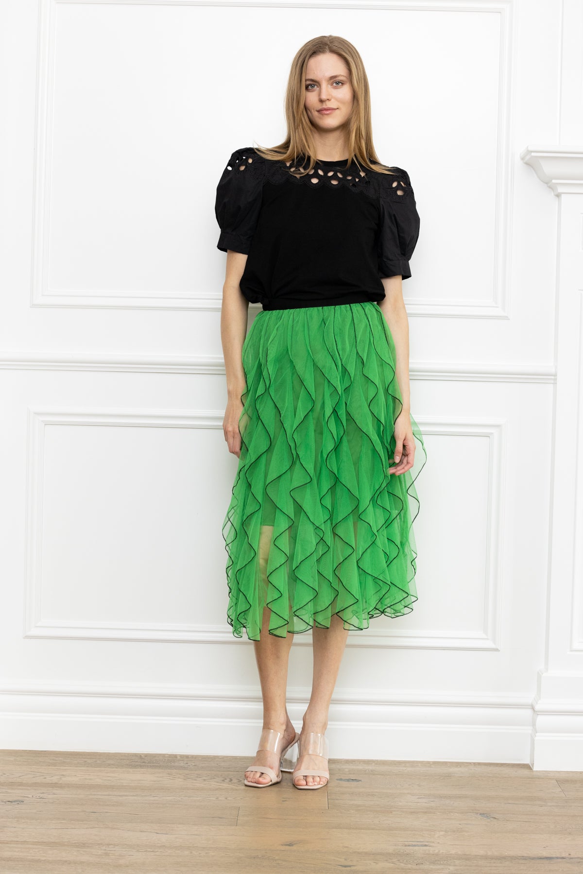Ruffle Mesh Shirt