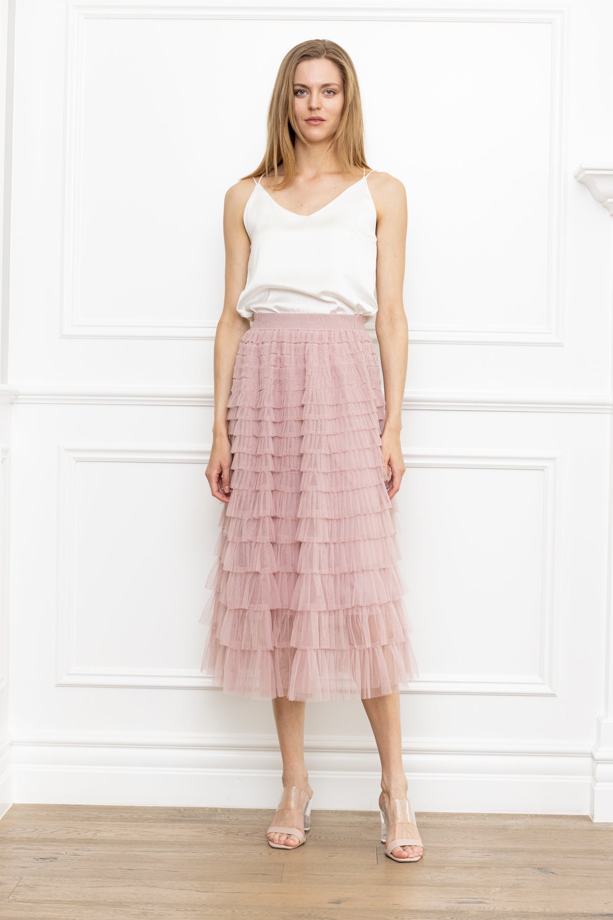 Ruffle Mesh Layers Skirt