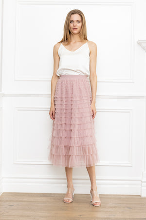 Ruffle Mesh Layers Skirt