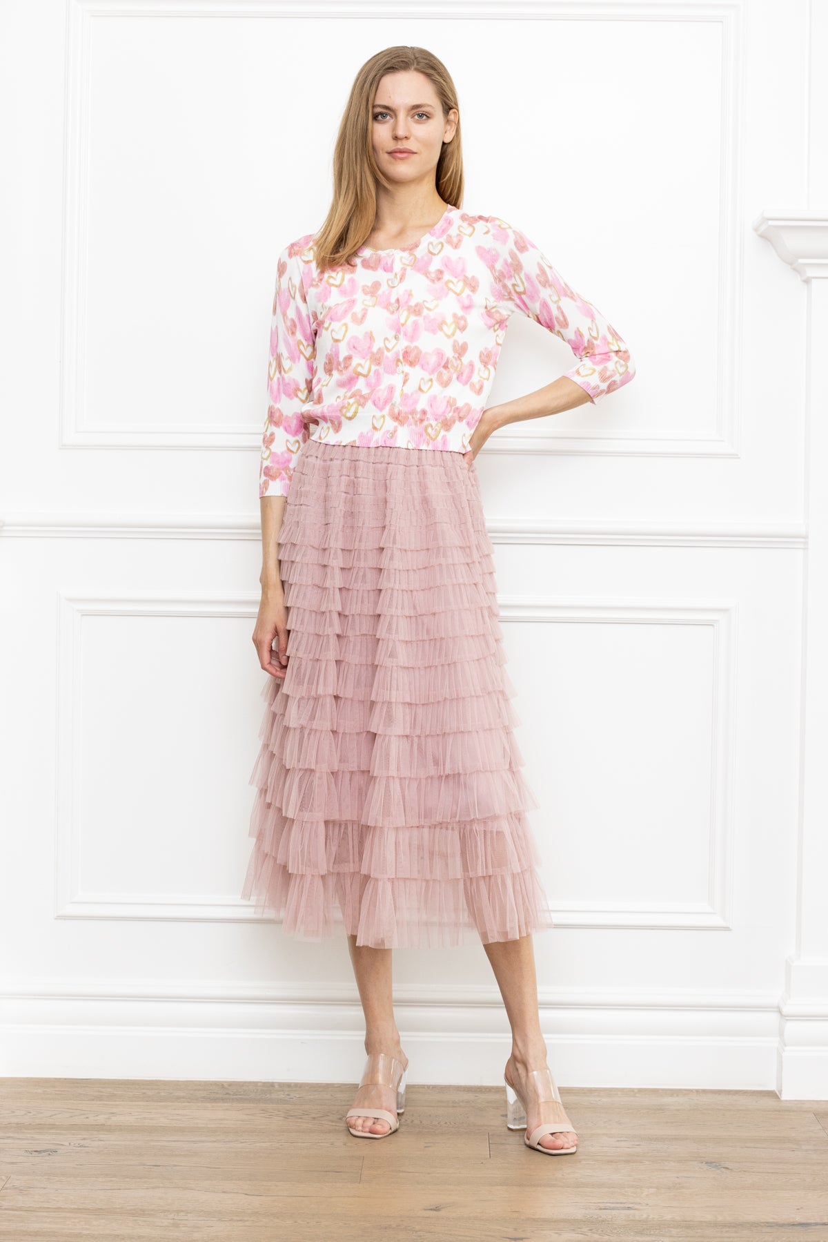 Ruffle Mesh Layers Skirt