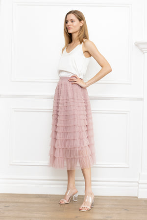 Ruffle Mesh Layers Skirt