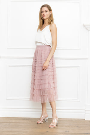 Ruffle Mesh Layers Skirt