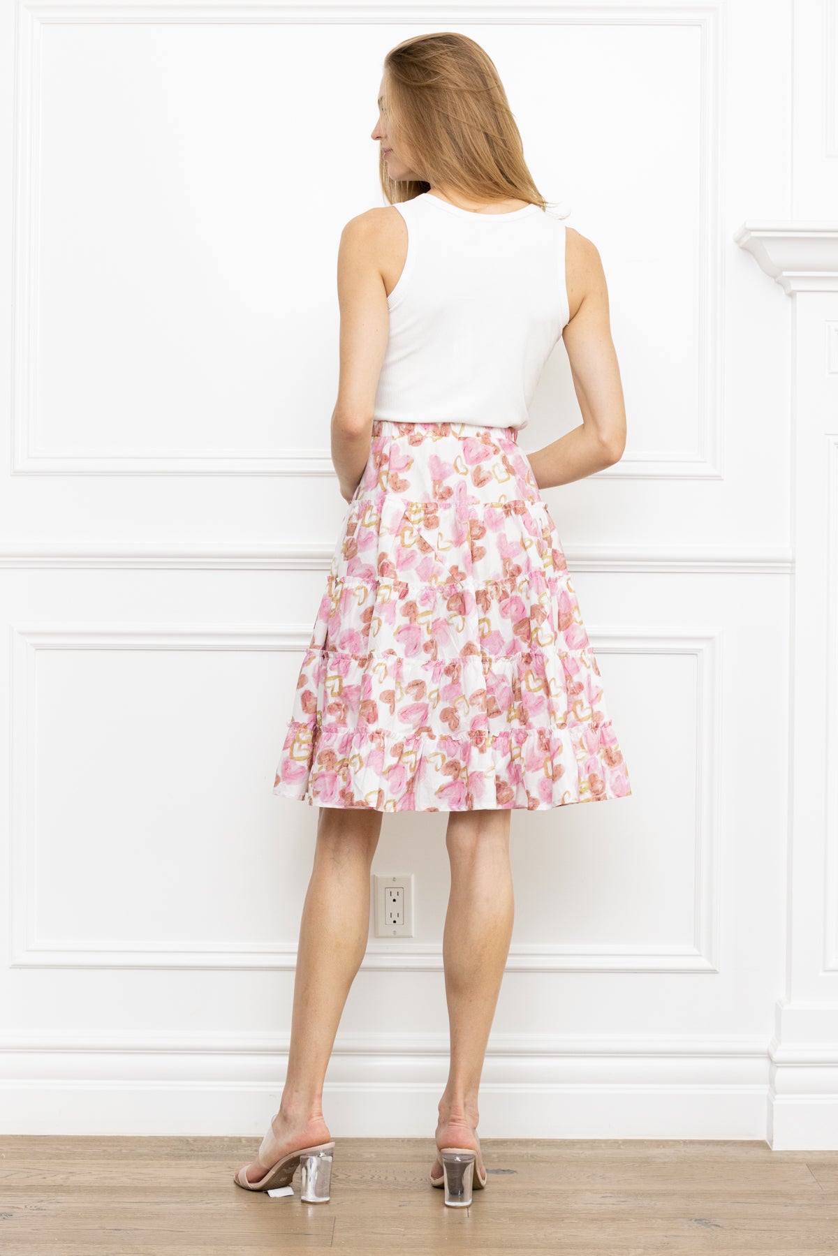 Crew Neck Pink Heart Dress
