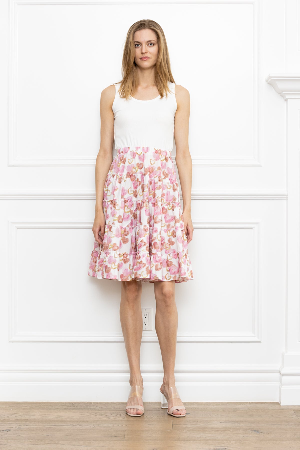 Crew Neck Pink Heart Dress