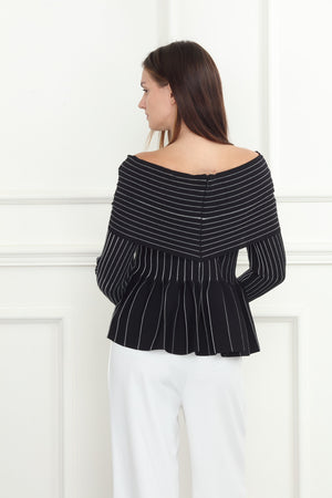 Off Shoulder Stripe Sweater