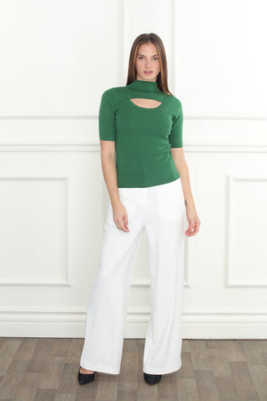 Mock Neck Chest Open Sweater