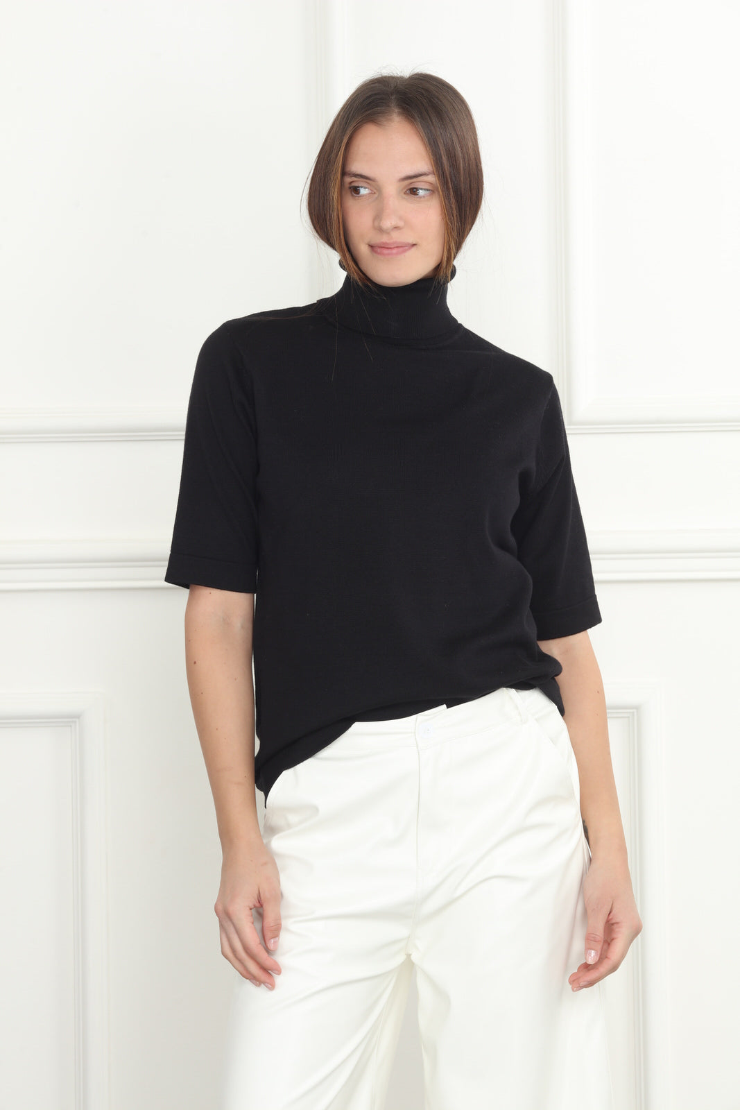 Turtle Neck Elbow Sleeve Sweater