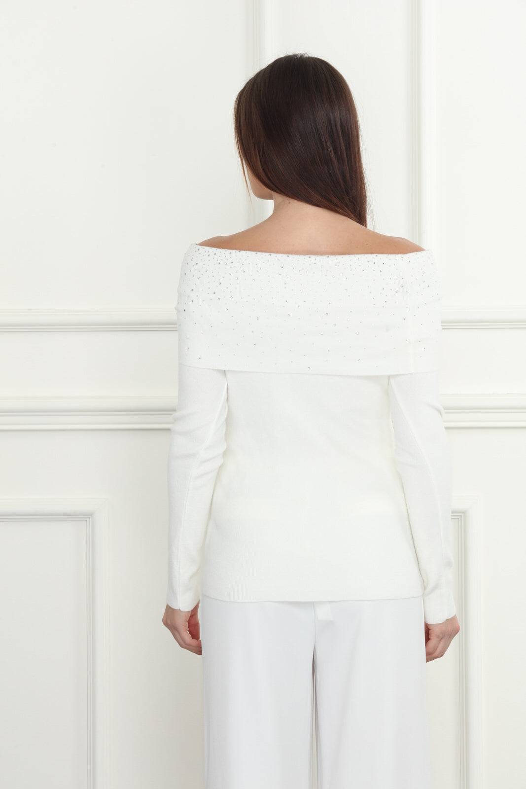 Rhinestone Off Shoulder Sweater