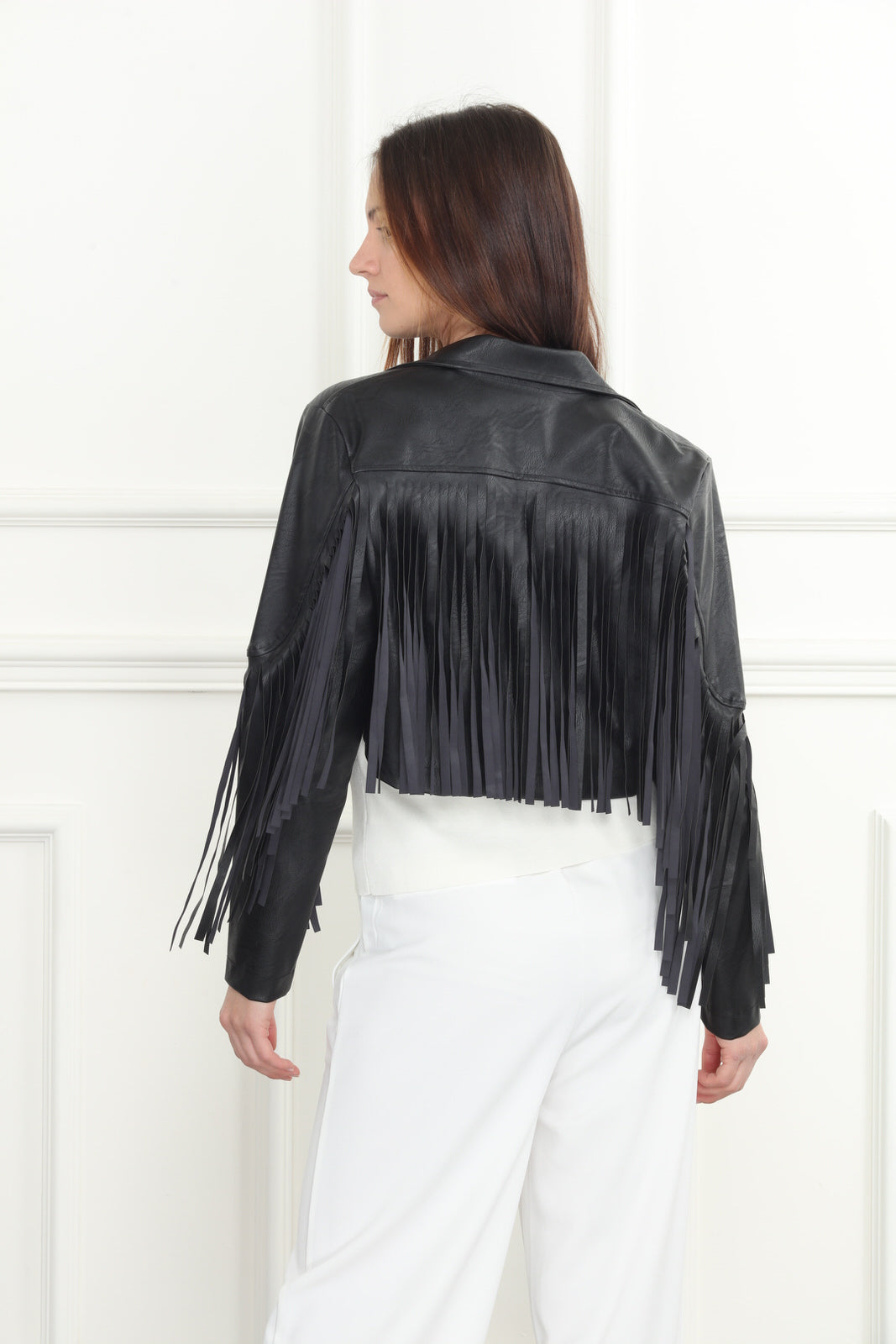 Fringe Vegan Leather Jacket