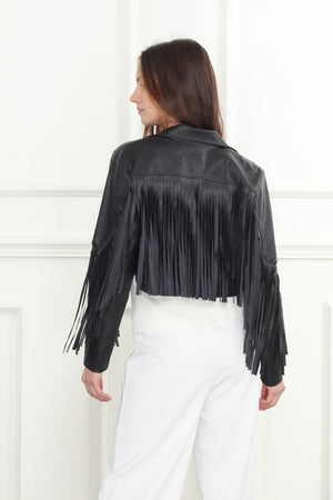 Fringe Vegan Leather Jacket