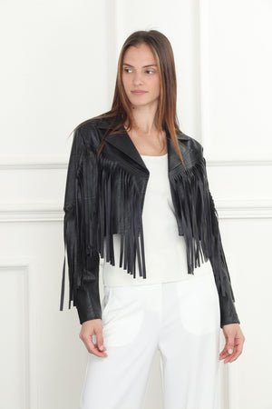 Fringe Vegan Leather Jacket