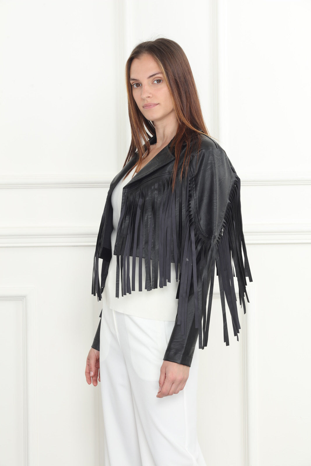 Fringe Vegan Leather Jacket