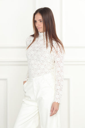 Lace Mock Neck Pullover