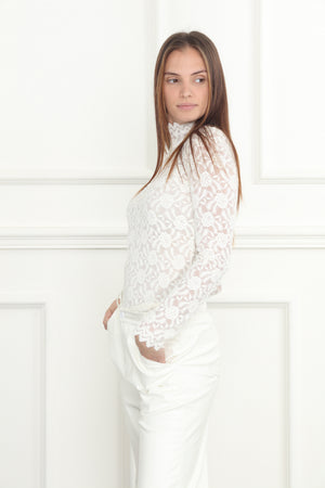 Lace Mock Neck Pullover