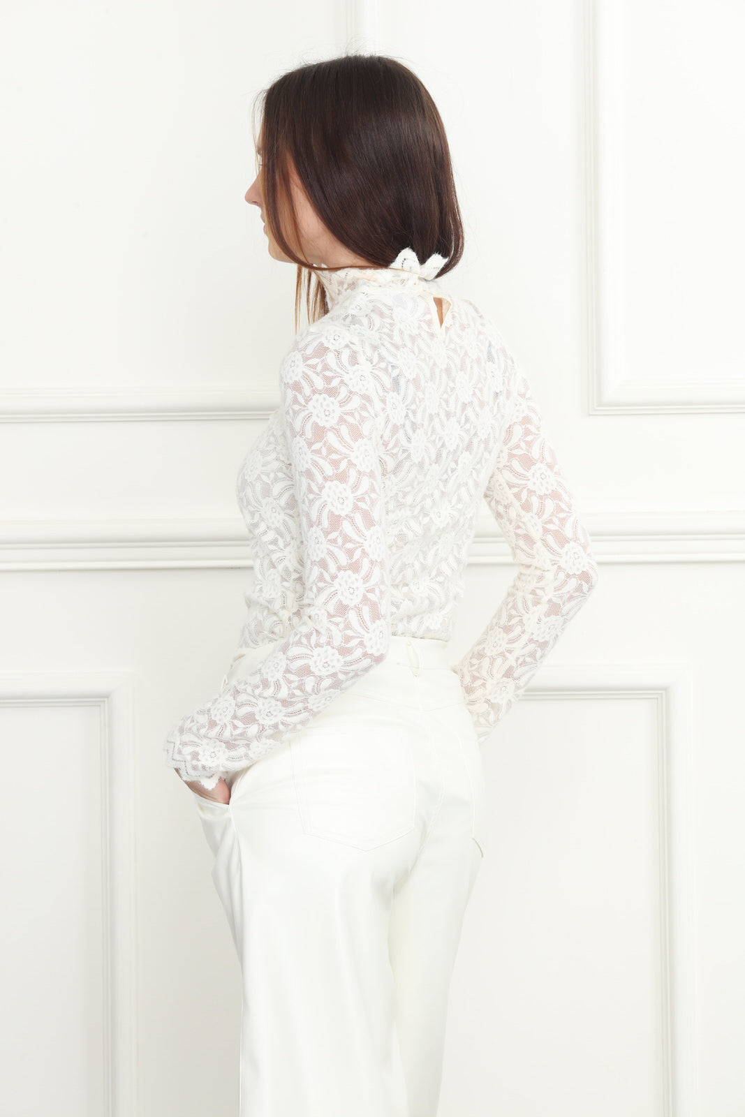 Lace Mock Neck Pullover