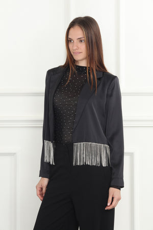 Rhinestone Fringe Blazer