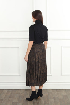 Bronze Print Pleated Skirt