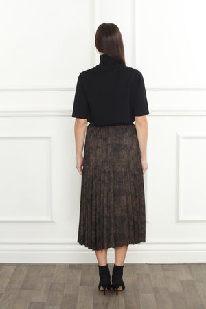 Bronze Print Pleated Skirt