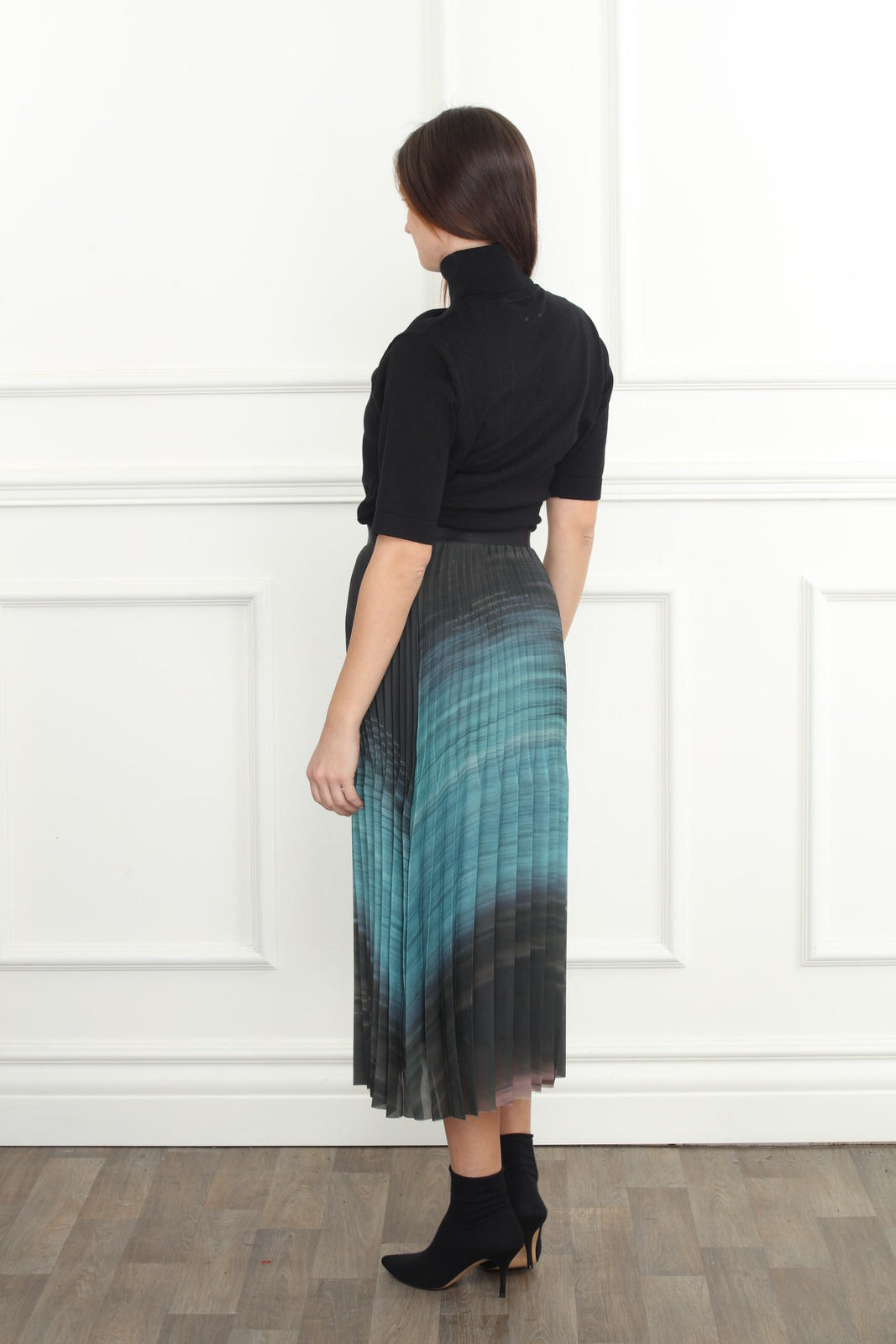 Ombre Print Pleated Skirt