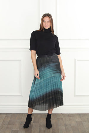 Ombre Print Pleated Skirt