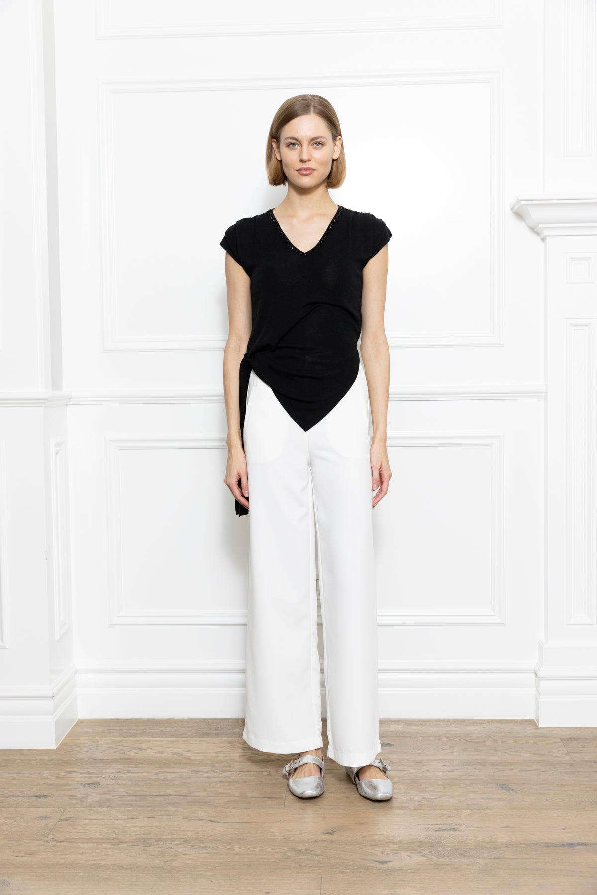 Beading Tie Sweater