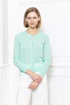Crew Neck Cardigan Flower Button