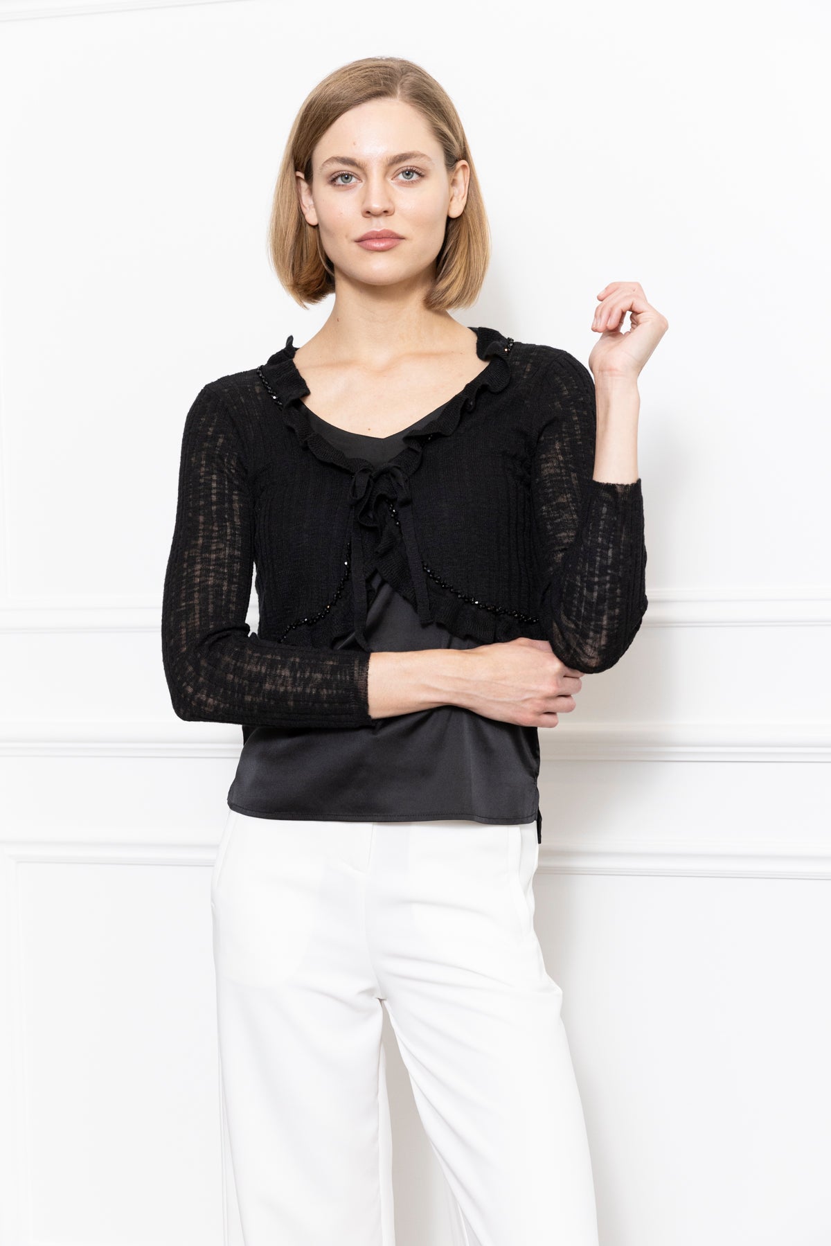 Beading Ruffle Cardigan