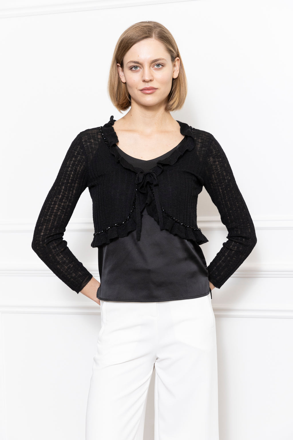 Beading Ruffle Cardigan