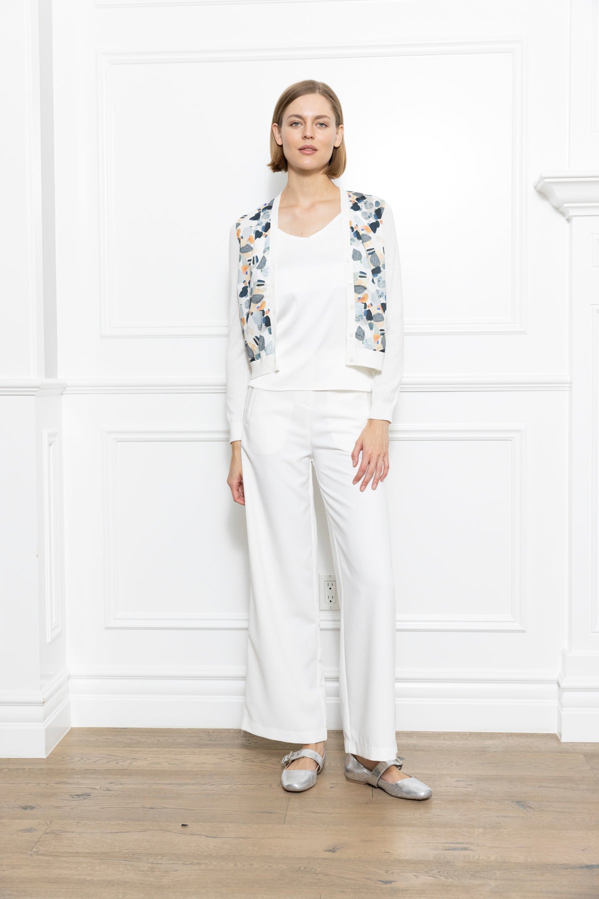 Print Woven Mix Cardigan