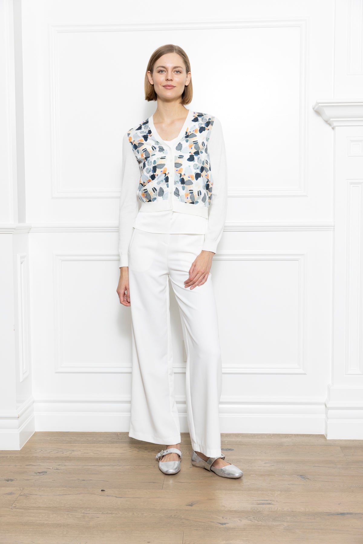 Print Woven Mix Cardigan