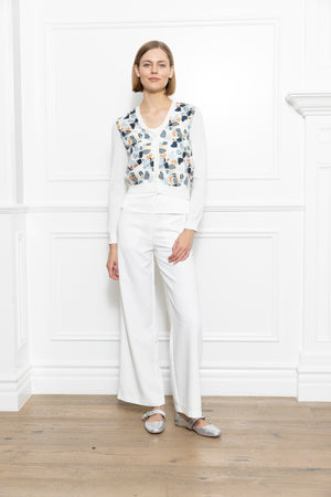 Print Woven Mix Cardigan