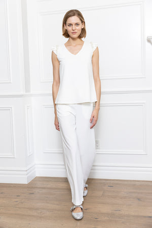 Pearl Ruffle Crepe Top