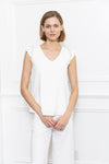 Pearl Ruffle Crepe Top