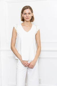 Pearl Ruffle Crepe Top