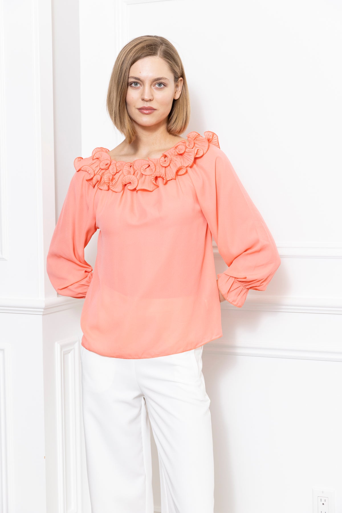 Ruffle Neck Top