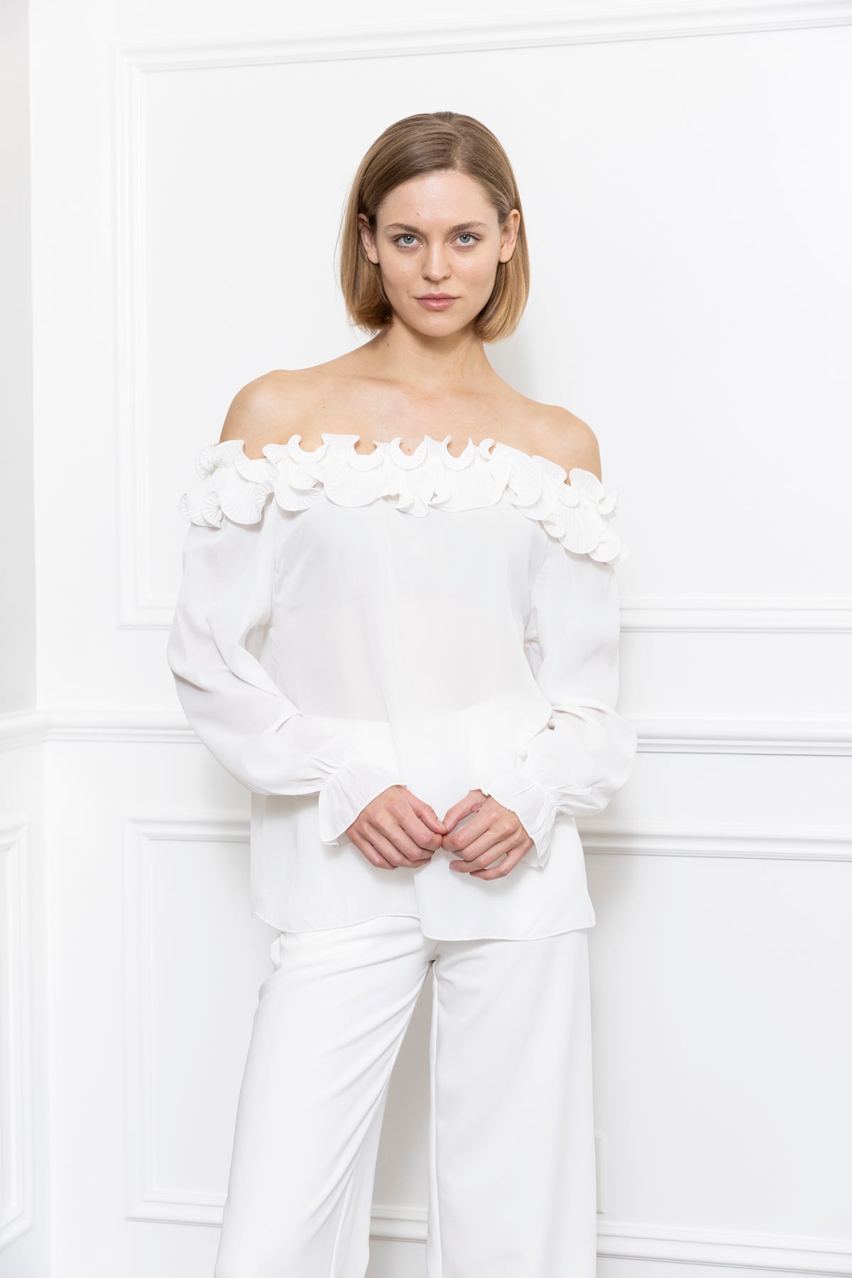 Ruffle Neck Top