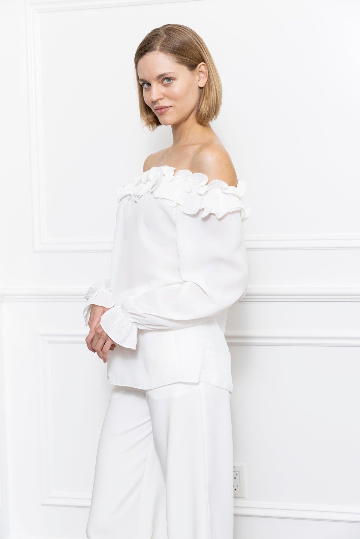 Ruffle Neck Top